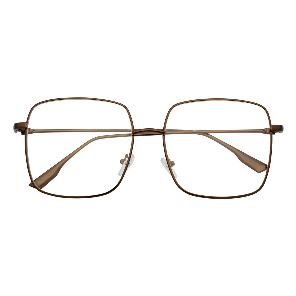 JOSEI Oversize Square Blue Light Glasses | Bronze Metal Frame