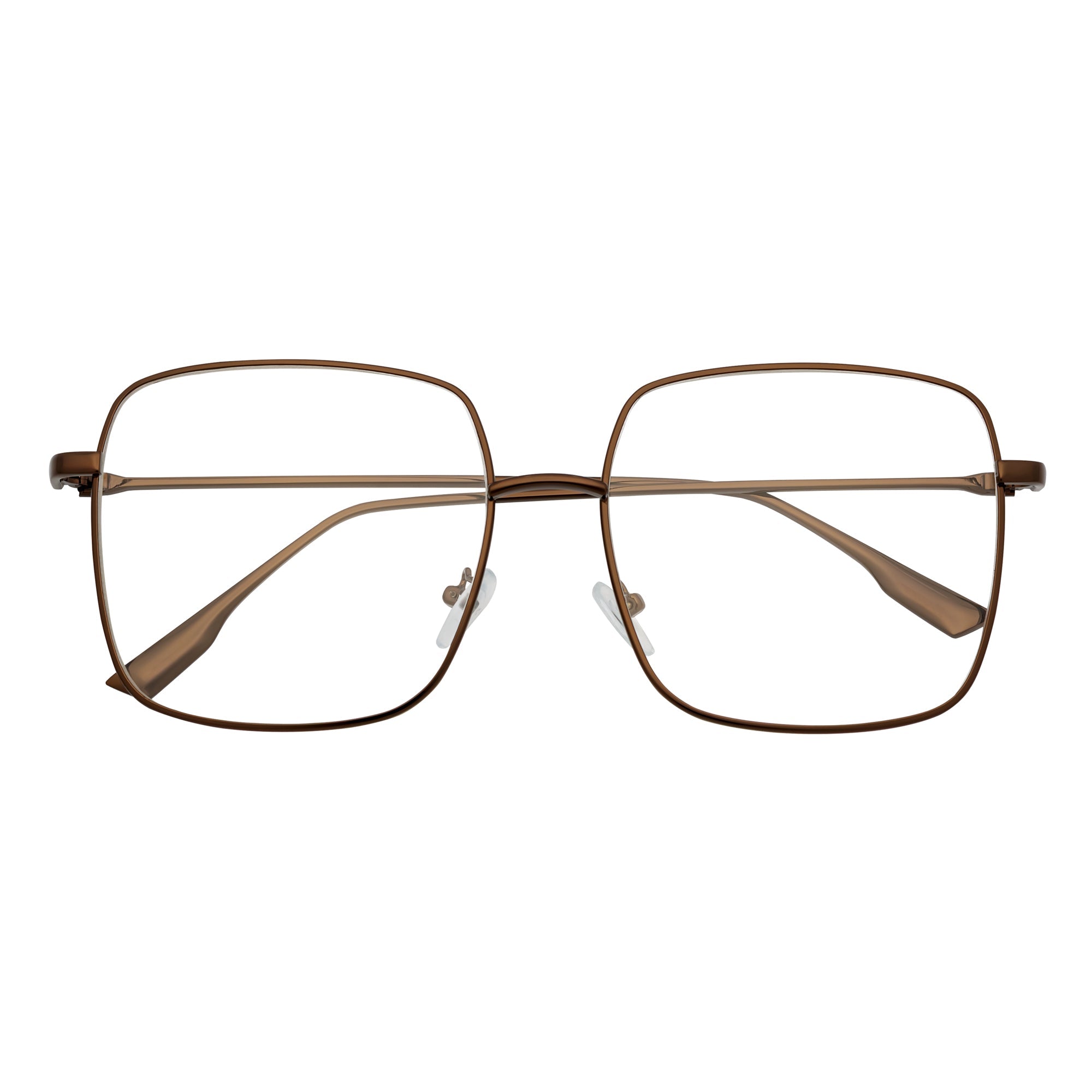 JOSEI Oversize Square Blue Light Glasses | Bronze Metal Frame