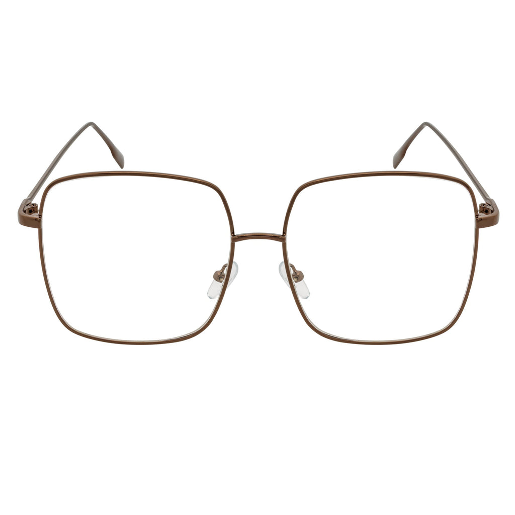 JOSEI Oversize Square Blue Light Glasses | Bronze Metal Frame