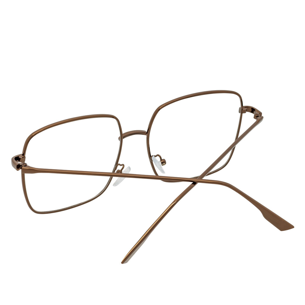 JOSEI Oversize Square Blue Light Glasses | Bronze Metal Frame
