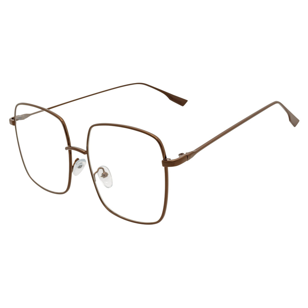 JOSEI Oversize Square Blue Light Glasses | Bronze Metal Frame