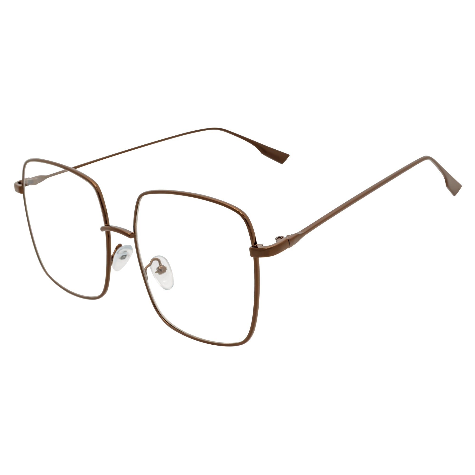 JOSEI Oversize Square Blue Light Glasses | Bronze Metal Frame