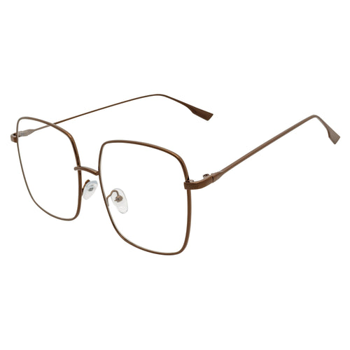 JOSEI Oversize Square Blue Light Glasses | Bronze Metal Frame